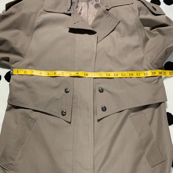 Vintage 80s 90s Khaki Long Beltless Classic Trench Coat Overcoat Raincoat - Picture 13 of 16